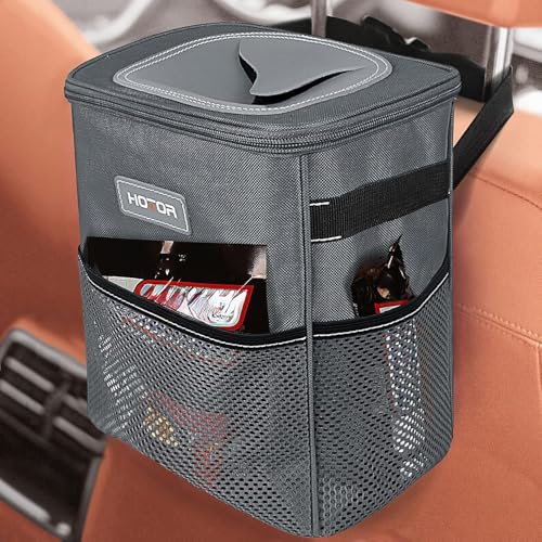 HOTOR Car Trash Can, Compact Waterproof Organizer, Leak-Proof Bin, 2-Gallon