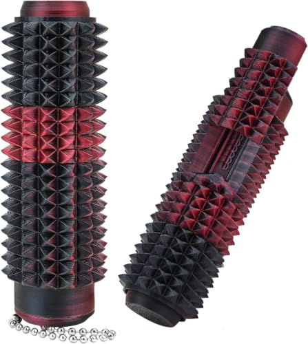 Little Ouchies ,5-in-1 Pain Stim Fidget Keychain,Little Ouchies Fidget,Reinforced Spiky Sensory Design with Smooth Spinner, Clicker, Slider and Hidden Messages for Focus, Stress Relief (Black&Red)