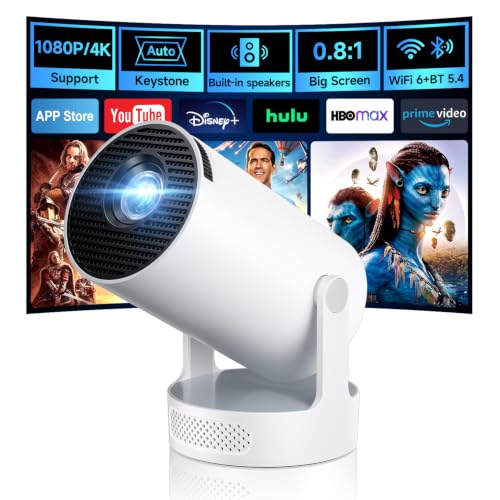 Philoent Mini Projector with WiFi 6 and BT 5.4, Built-in Apps 2026 Upgraded