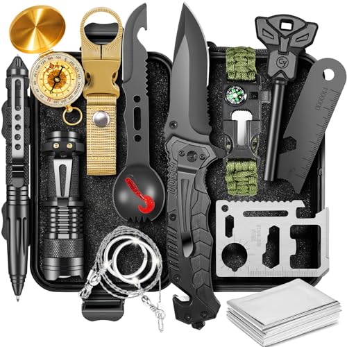 ASTNES Gifts for Men Him Dad, Survival Kits and Equipment 14 Pcs, Christmas Stocking Stuffers, Anniversary Birthday Gifts for Husband Boyfriend Guy, Camping Essentials, Cool Gadgets for Men