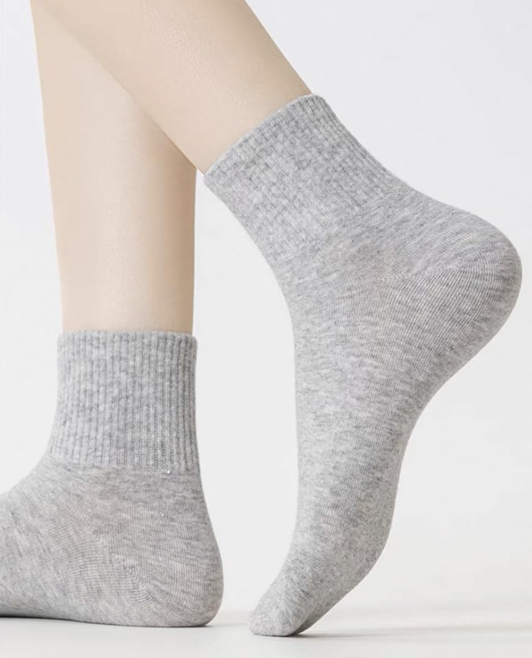 HSKDT 6-Pair Cotton Crew Socks for Men Women, Breathable Anti-Slip Athletic Everyday Socks, Reinforced Heel & Toe, US Size 5-14 (Black-White-Gray, 6 Pairs) (US, Numeric, 5, 9, 355-1)