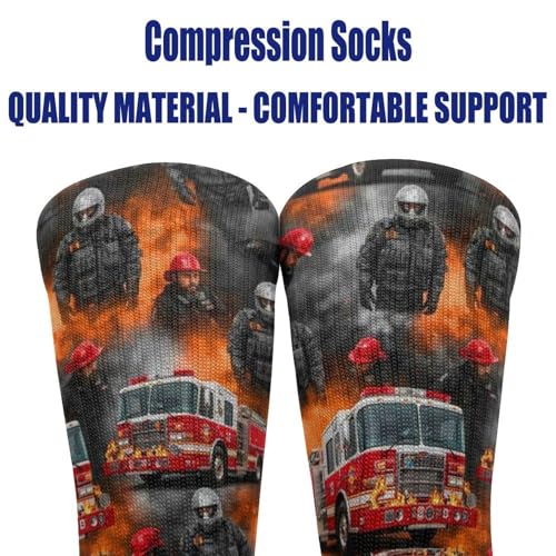 Comfort Fit Crew Dress Socks for Outdoor, Football, Fire Truck Compression Socks Thermal Socks for Boys Girls, Hunting, Athletic Socks Tactical Socks