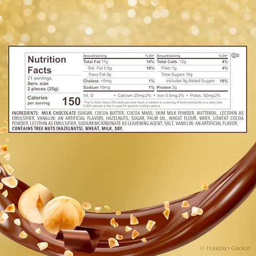 Ferrero Rocher, 16 Count, Gourmet Milk Chocolate Hazelnut, Valentine's Chocolate, Individually Wrapped, 6.2 oz