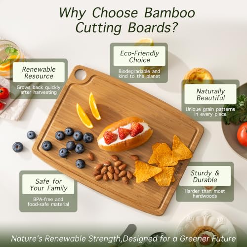 Dishwasher Safe Cutting Board,Bamboo Chopping Mats with Juice Groove(Amber)