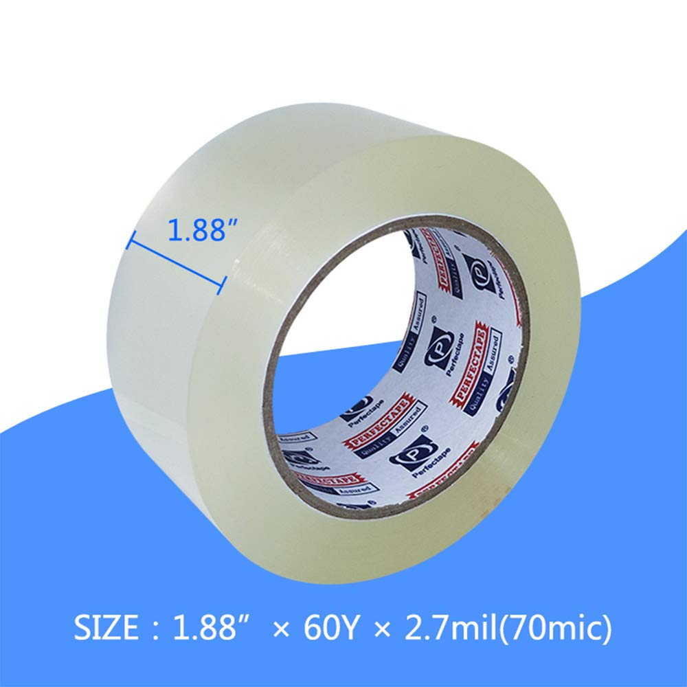 P PERFECTAPE Heavy Duty Packing Tape 6 Rolls, Total 360Y, Clear, 2.7 mil, 1.88 inch x 60 Yards, Ultra Strong, Refill for Packaging and Shipping