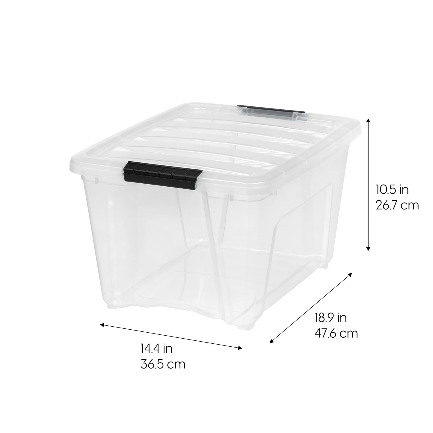 IRIS USA 32 Qt Stackable Plastic Storage Bins with Lids, 6 Pack - BPA-Free, Made in USA - See-Through Organizing Solution, Latches, Durable Nestable Containers, Secure Pull Handle - Clear