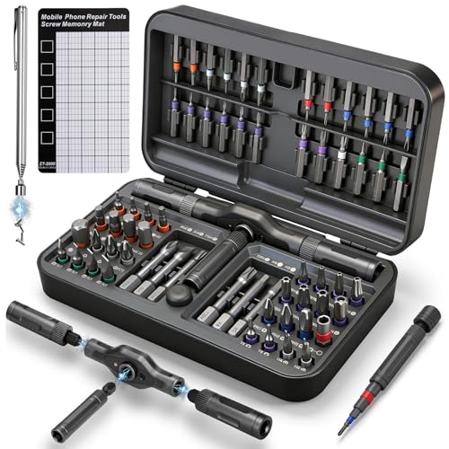 KELIN 68 IN 1 Magnetic Ratchet Screwdriver Set with Detachable T Handle | S2 Steel Bits, for Furniture, Precision Electronics, Bicycle Repair, Gift for Men Husband