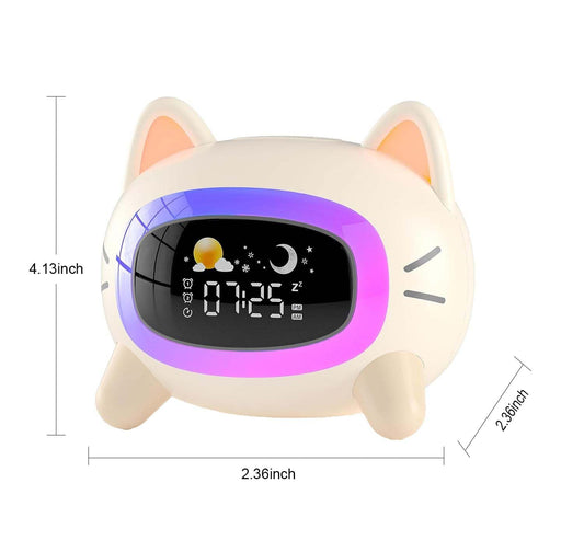 ANALOI Kids Alarm Clock Ok to Wake Alarm Clock for Kids, Toddlers Night Light Clock for Bedroom, Cat Alarm Clock with Sleep Training and Sound Machine, Birthday Gift for Boy Girls Children