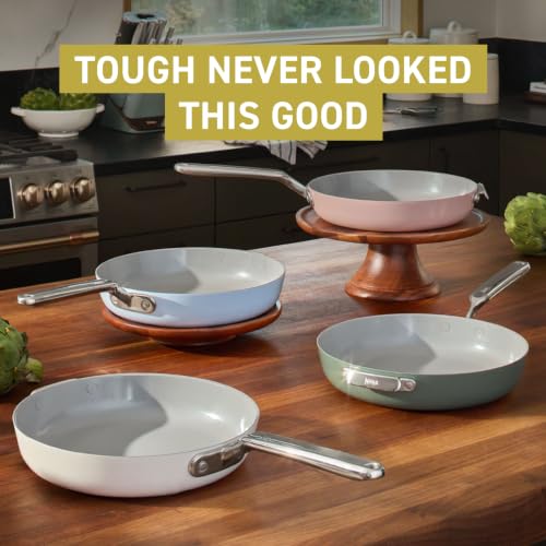 Ninja NeverQuit 3-Piece Ceramic Fry Pan Set, Bone & Silver, CQ13000IV2