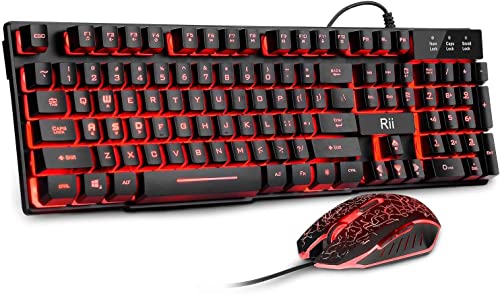 Rii Gaming Keyboard and Mouse Set,3-LED Backlit(RK108)