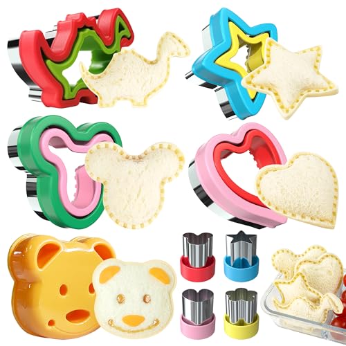 Sandwich Cutter and Sealer, Sandwich Cutter for Kids 5 PCS(BIG), Decruster Sandwich Maker, Great for Lunchbox and Bento Box - Boys and Girls Kids Lunch