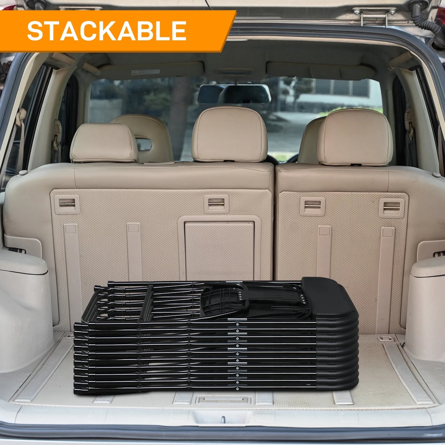 Ktaxon 10 Pack Plastic Folding Chairs, Portable Chair for Adults, Comfortable Seat for Party, Dining, Concert, Banquet, Black