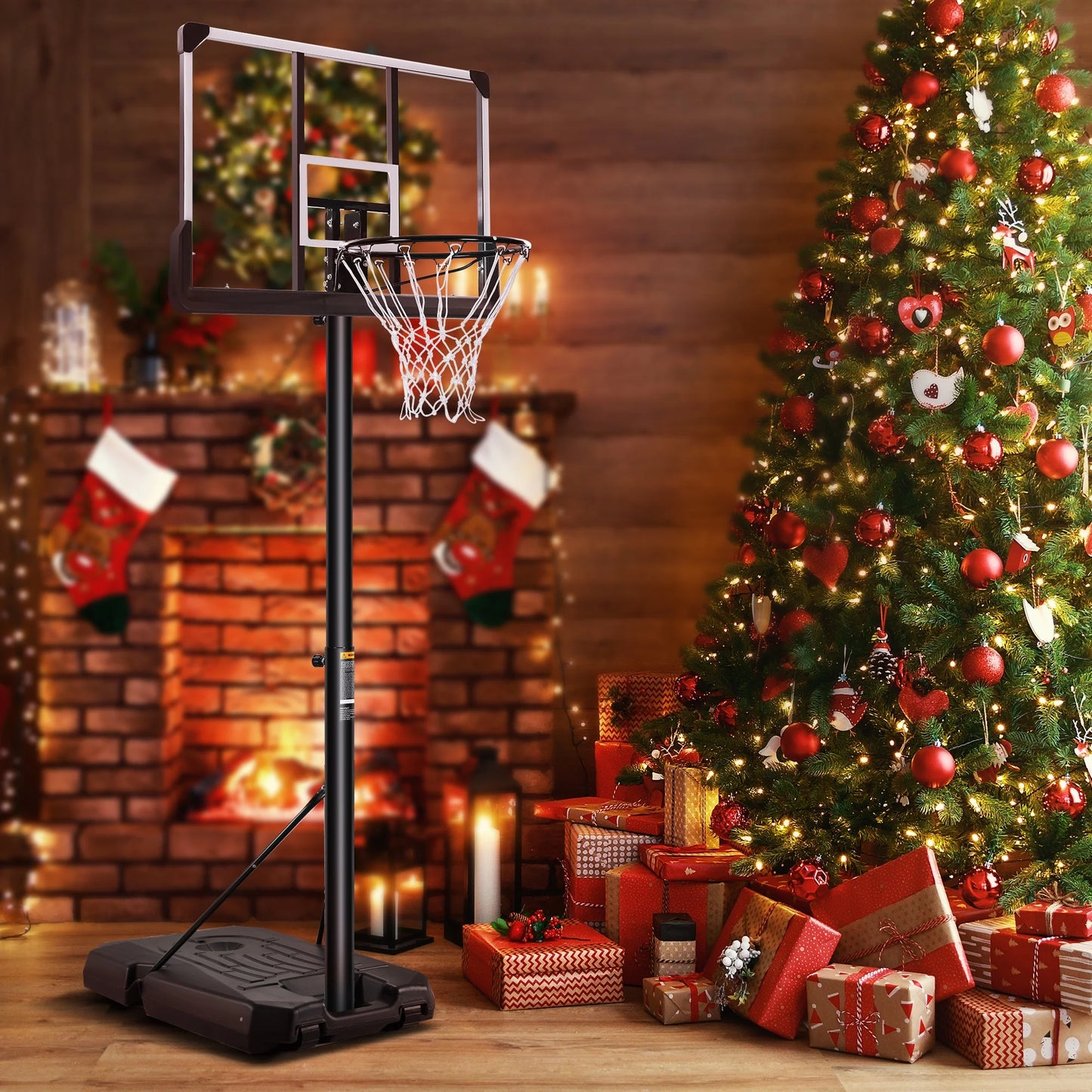 Portable Basketball Hoop Goal Basketball Hoop System Height Adjustable 7 ft. 6 in..10 ft. with 44 inch Indoor Outdoor PVC Backboard Material