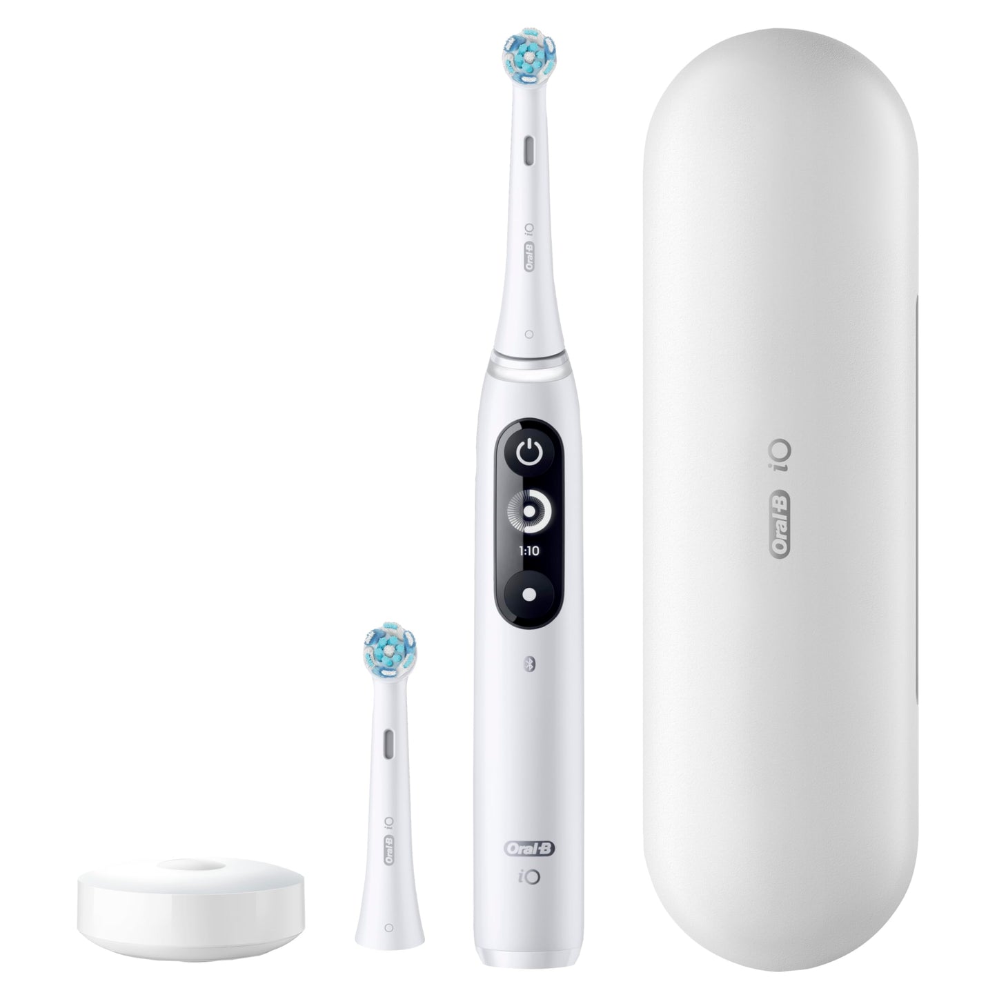 Oral-B iO Deep Clean + Protect Rechargeable Electric Toothbrush, White with a iO Series 7 Toothbrush, 2 Replacement Brush Heads, and a Charging Travel Case