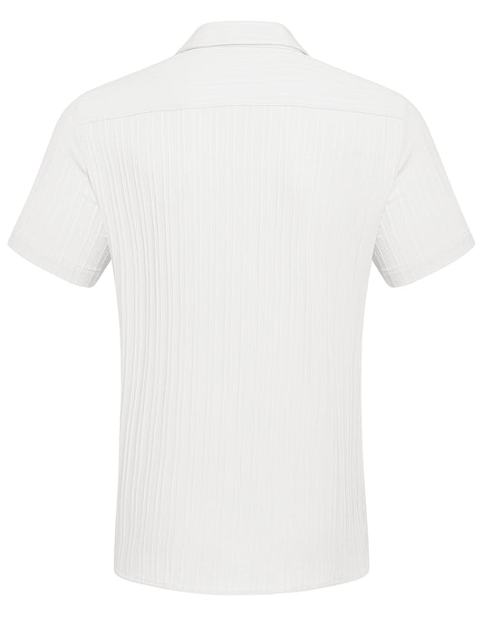 COOFANDY Men's Summer Linen Shirts Short Sleeve Button Down Shirts for Men Fashion Beach Casual Shirt A-White
