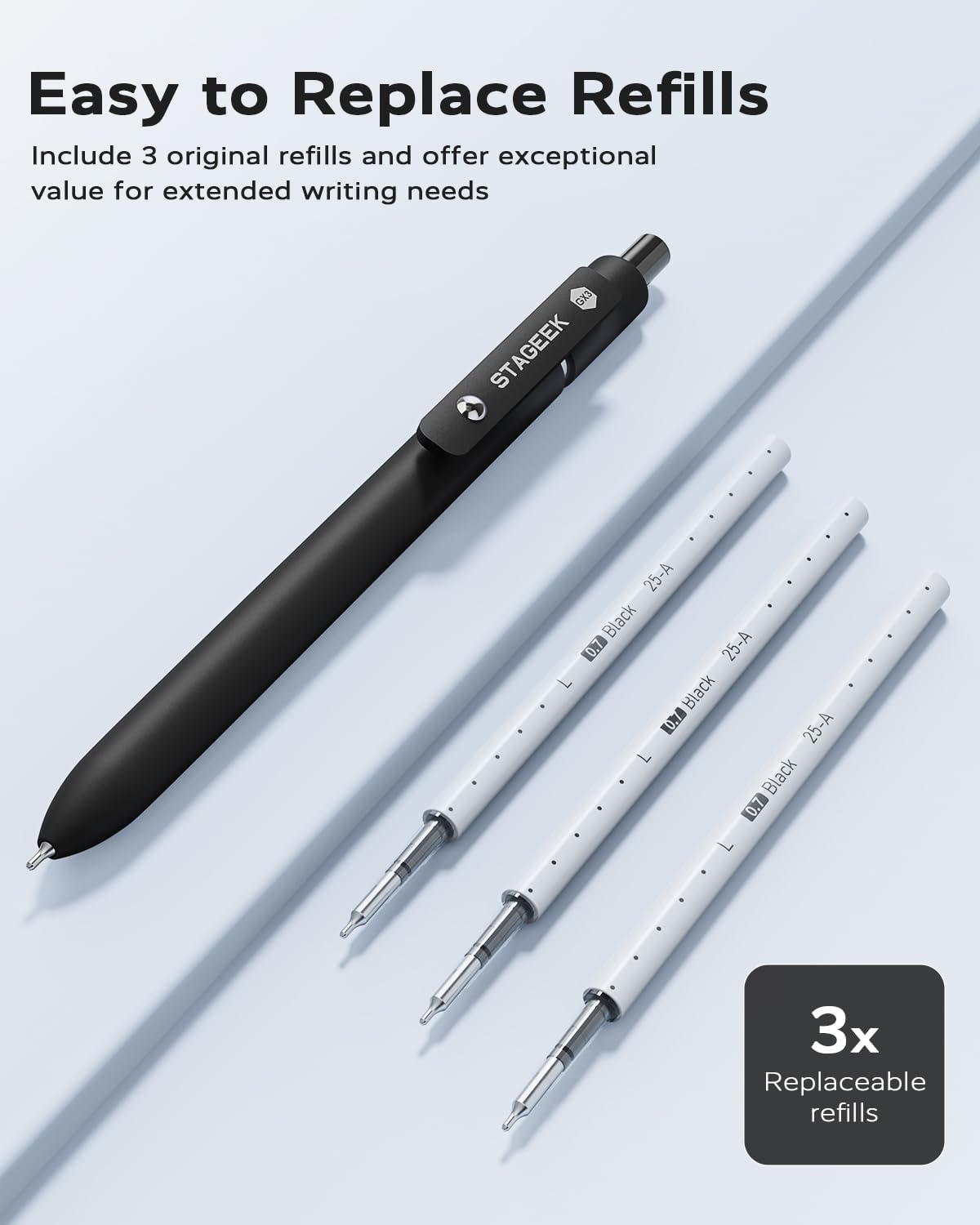 STAGEEK Black Gel Pens, 12Pcs Fine Point Smooth Writing Pens with 3 Extra Refills, Quick Dry Black Ink Pens for Journaling, Office, Note Taking, School Supplies, Nurse Aesthetic(Black)