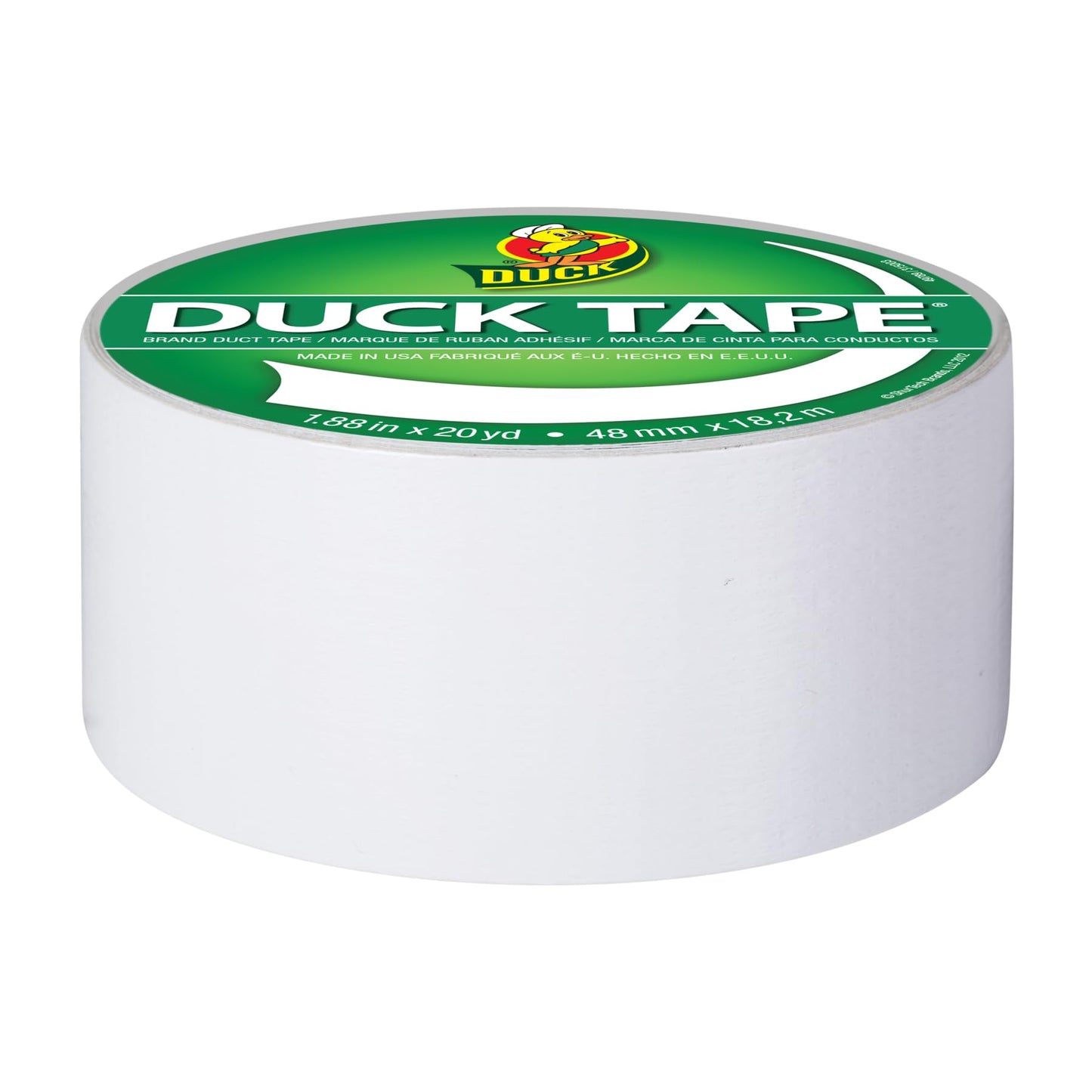 Duck Brand 1265015 Color Duct Tape, White, 1.88 Inches x 20 Yards, Single Roll
