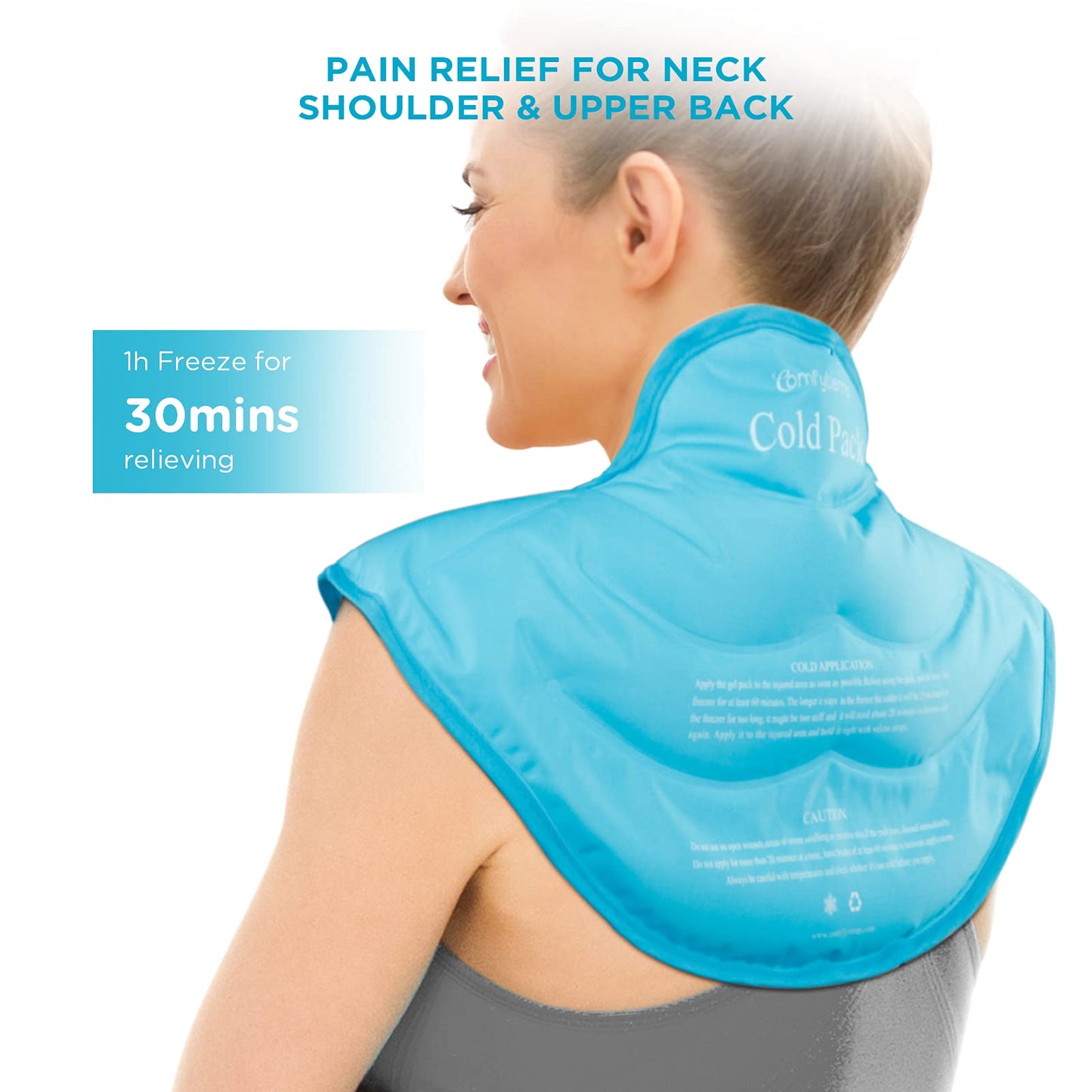 Comfytemp Ice Pack for Neck Shoulders, FSA HSA Approved, Large Gel Neck Shoulder Ice Pack, Reusable Cold Neck Ice Pack Wrap for Upper Back Pain Relief, Cold Compress Therapy for Rotator Cuff Injuries