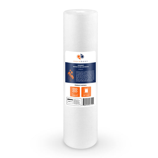 Aquaboon 5 Micron 20 x 4.5 Whole House Sediment Filter Cartridge 20 inch Water Filter Replacement Compatible with DGD-5005-20, FP25B, AP810-2, 2-Pack