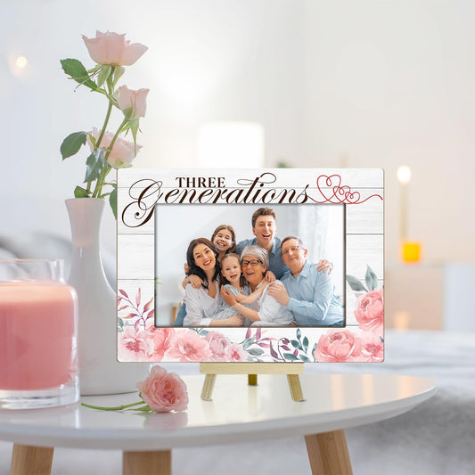Three Generations Picture Frames Picture Gifts for Grandparents Family Photo Frames with Wood Stand for Tabletop Display Wood Picture Frames Table Desk Decor for Home Livingroom Bedroom - YT41