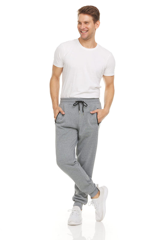 PURE CHAMP Mens 3 Pack Fleece Active Athletic Workout Jogger Sweatpants for Men with Zipper Pocket and Drawstring Size S-3XL(Medium, Set 1)
