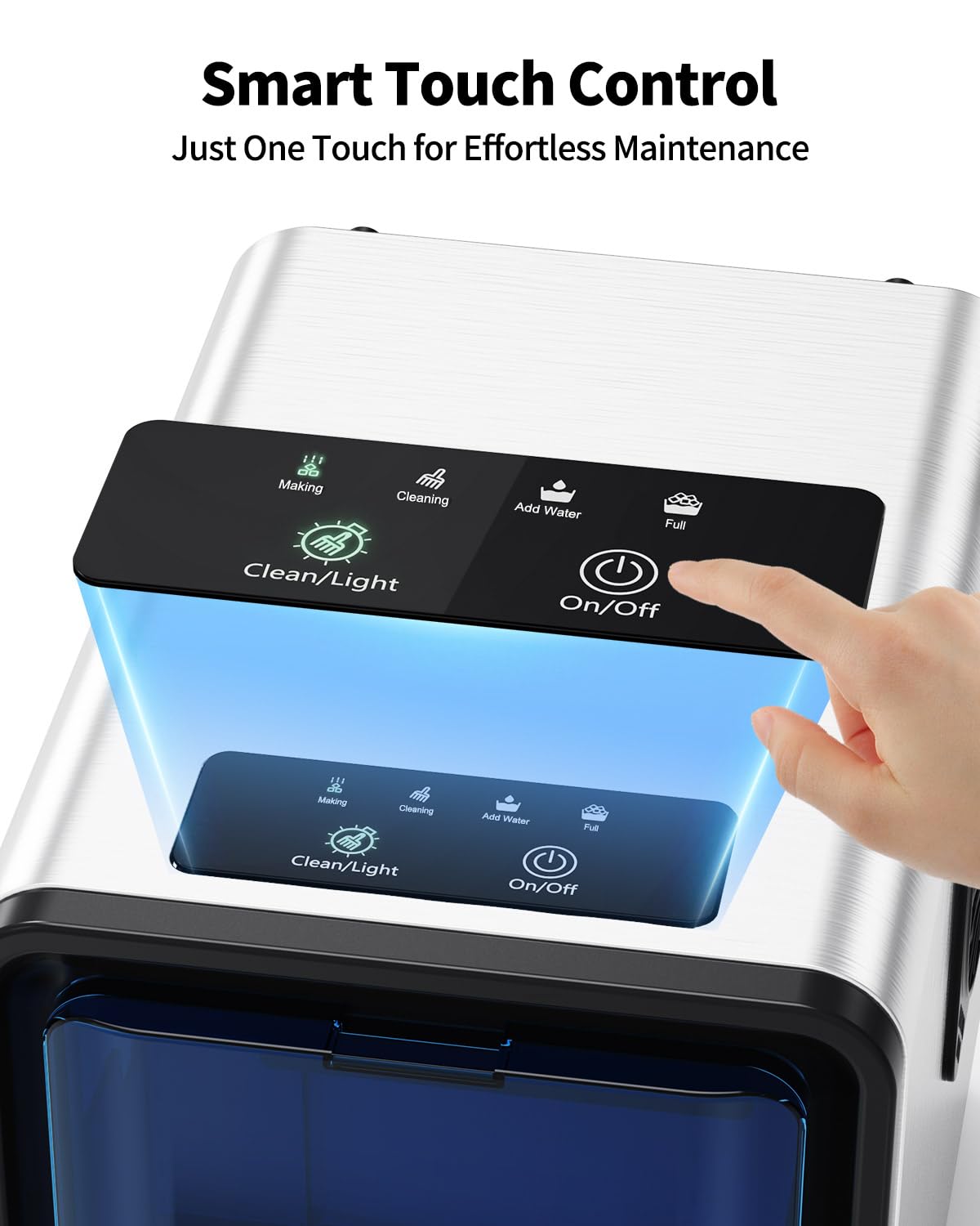 SenCre Nugget Ice Maker Countertop with Auto Water Refill, 42lbs/Day Stainless Steel Ice Machine with Pull-Out Drawer & One-Click Self-Cleaning, Portable Ice Makers for Home/Kitchen/Office
