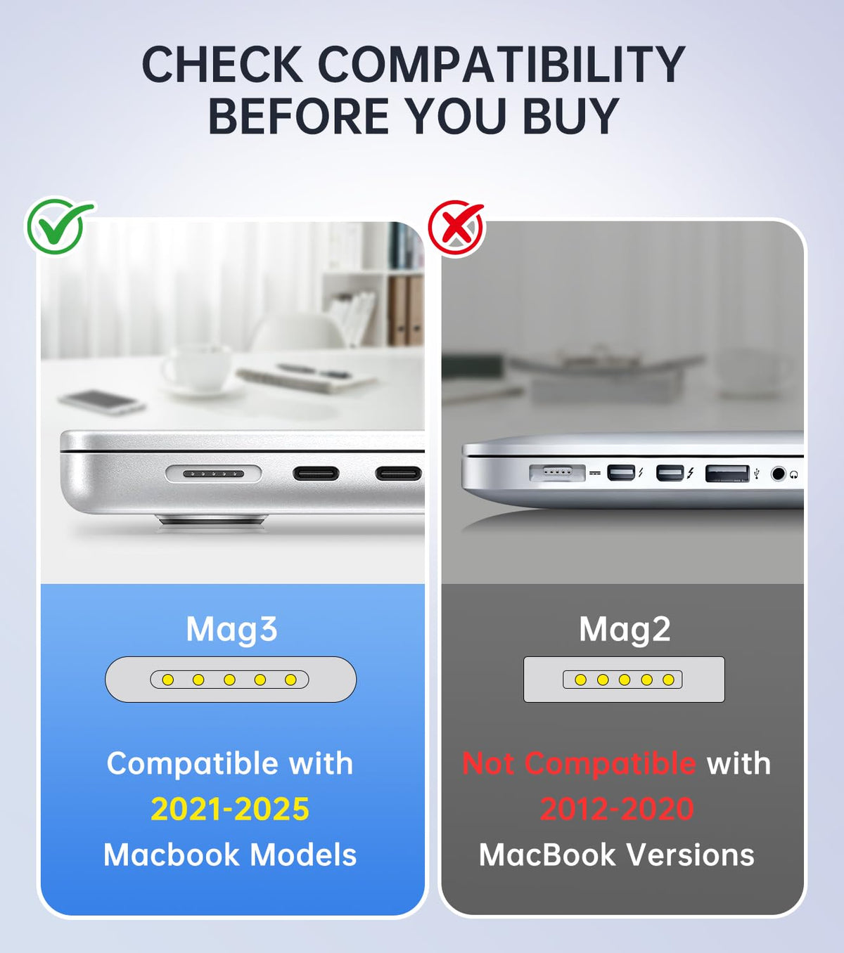 140W Charger for MacBook Pro 16/14 inch Mac Air 15/13 inch 【Original Quality】 2021-2025 M1–M4 2m/6.6FT Magnetic 3 Cable LED & Type C Fast Charger Power Adapter (Between 2021-2025)