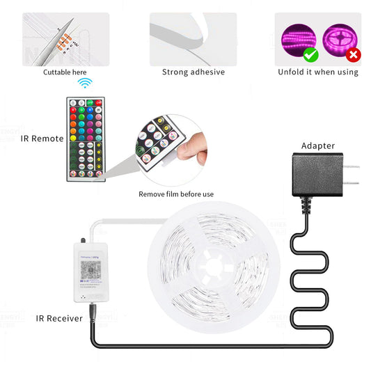 KSIPZE 100ft Led Strip Lights RGB Music Sync Color Changing Led Lights with Smart App Control Remote Led Lights for Bedroom Room Lighting Flexible Home Décor
