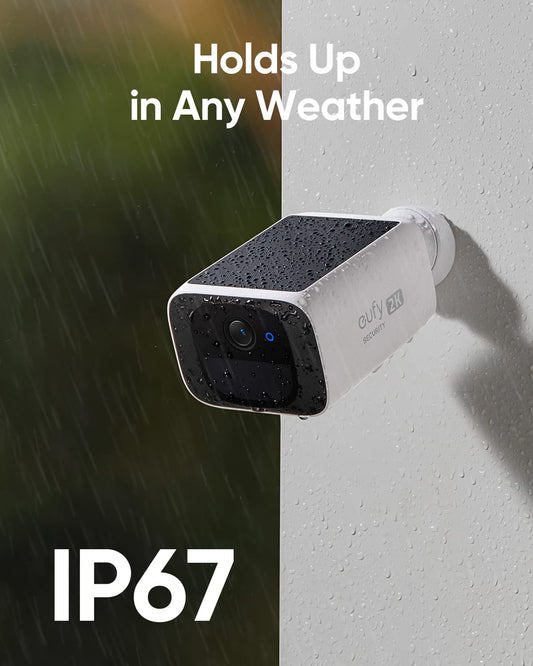 eufy Security SoloCam S220, Solar Security Camera, Wireless Security Camera Outdoor, 2K Resolution, Continuous Power, No Monthly Fee, HomeBase 3 Compatible, 2.4 GHz Wi-Fi, for Outdoor Surveillance