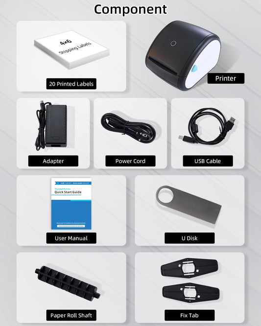 BORN4SHIP Thermal Label Printer 4x6, Bluetooth Shipping Label Printer for Small Businesses, with Built-in Paper Holder, Compatible with Amazon Shopify USPS