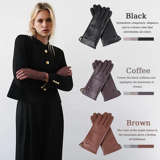 ISHISBEB Winter Leather Gloves for Women, Warm Touchscreen Gloves