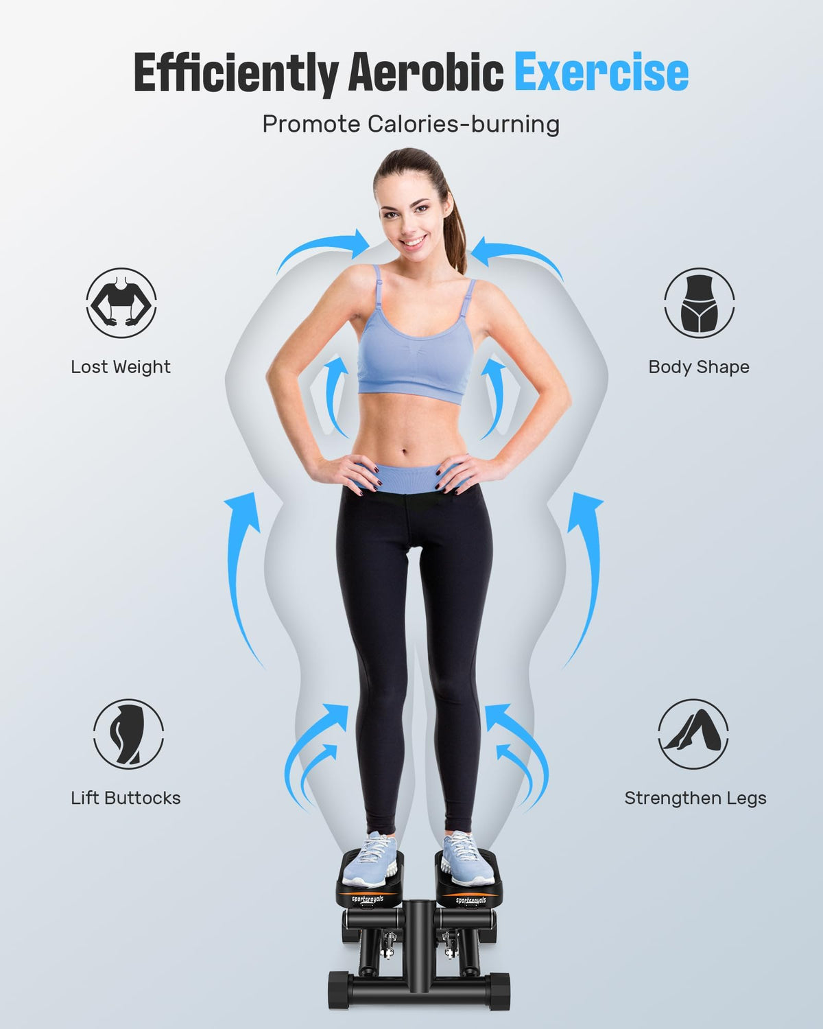 Sportsroyals Stair Stepper for Exercises-Mini Stepper with Resistance Bands