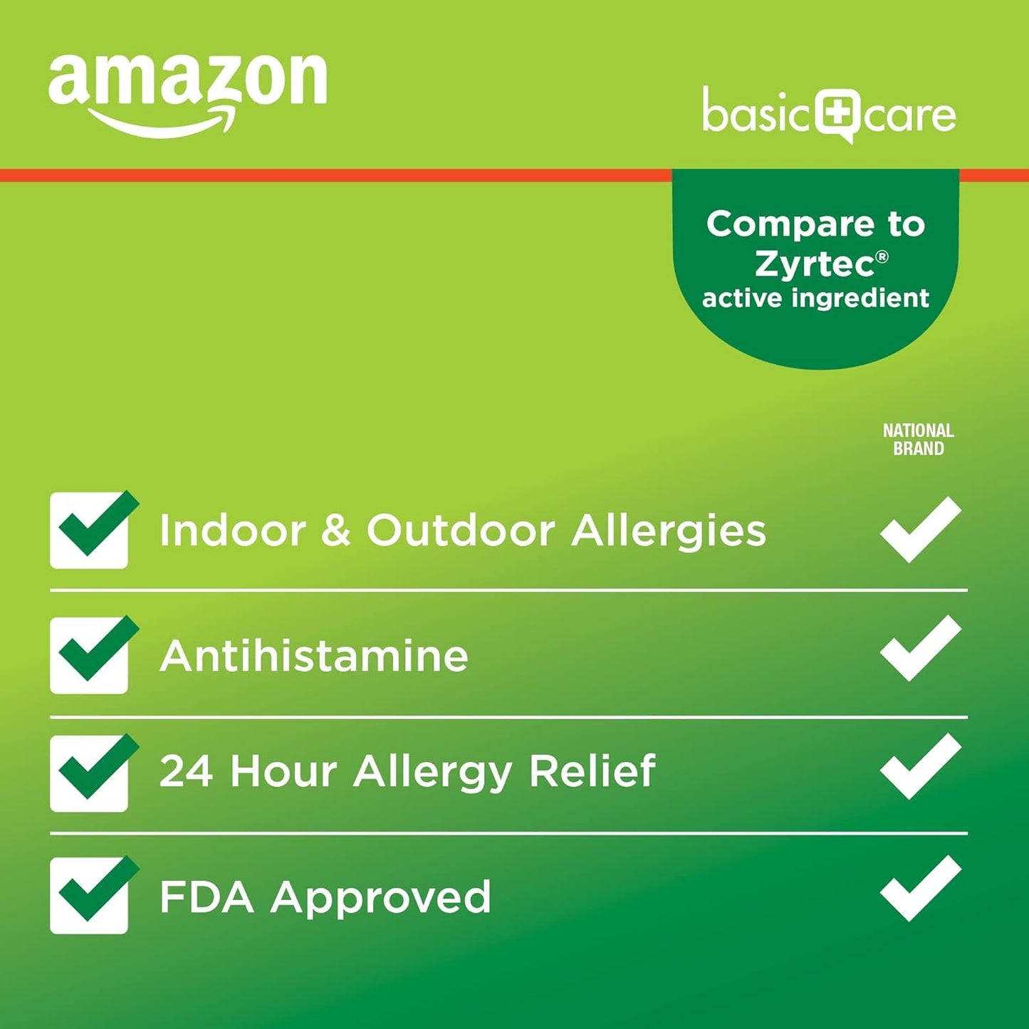 Amazon Basic Care 24 Hour Allergy Relief, Cetirizine Hydrochloride Tablets, 10 mg, 300 Count (Packaging may vary)