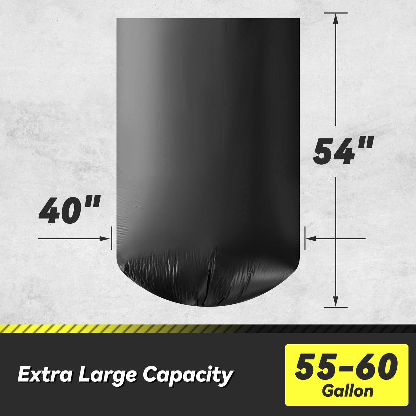 100 Count 55-60 Gallon Trash Bags, Sturdy & Tear-Resistant Commercial Can Liners 55 Gallon, Large Garbage Bags, Large Black Trash Bags for Commercial, Lawn and Leaf Bags