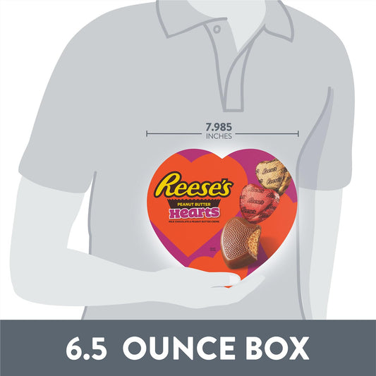 REESE'S Chocolate Peanut Butter Creme Hearts, Valentine's Candy Gift Box, 6.5 oz