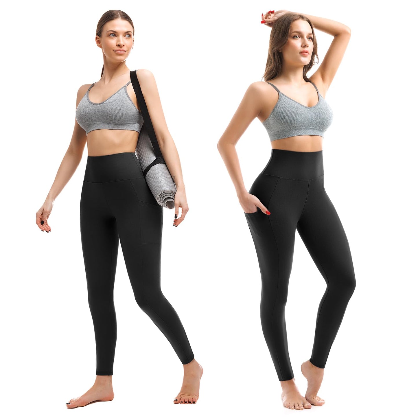 Walifrey Leggings with Pockets for Women, High Waisted Buttery Soft Womens Leggings for Gym Yoga Workout (Black LXL)