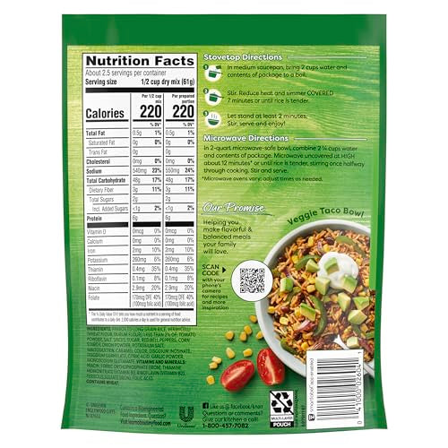 Knorr Rice Sides Taco Rice For a Tasty Rice Side Dish No Artificial Flavors or Preservatives, No Added MSG 5.4 oz