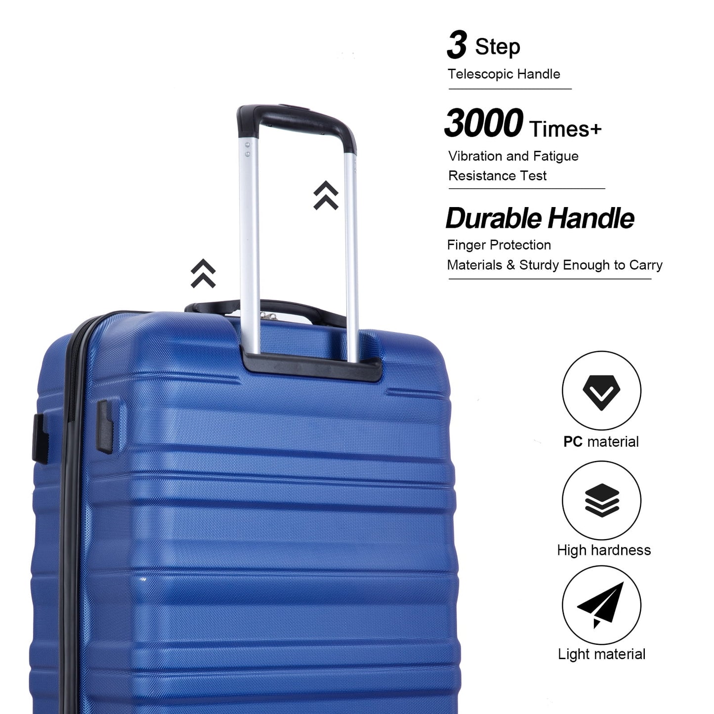 Tripcomp Hardside Luggage Set 3-Piece Set(21/25/29) Lightweight Suitcase 4-Wheeled Suitcase Set(Blue)