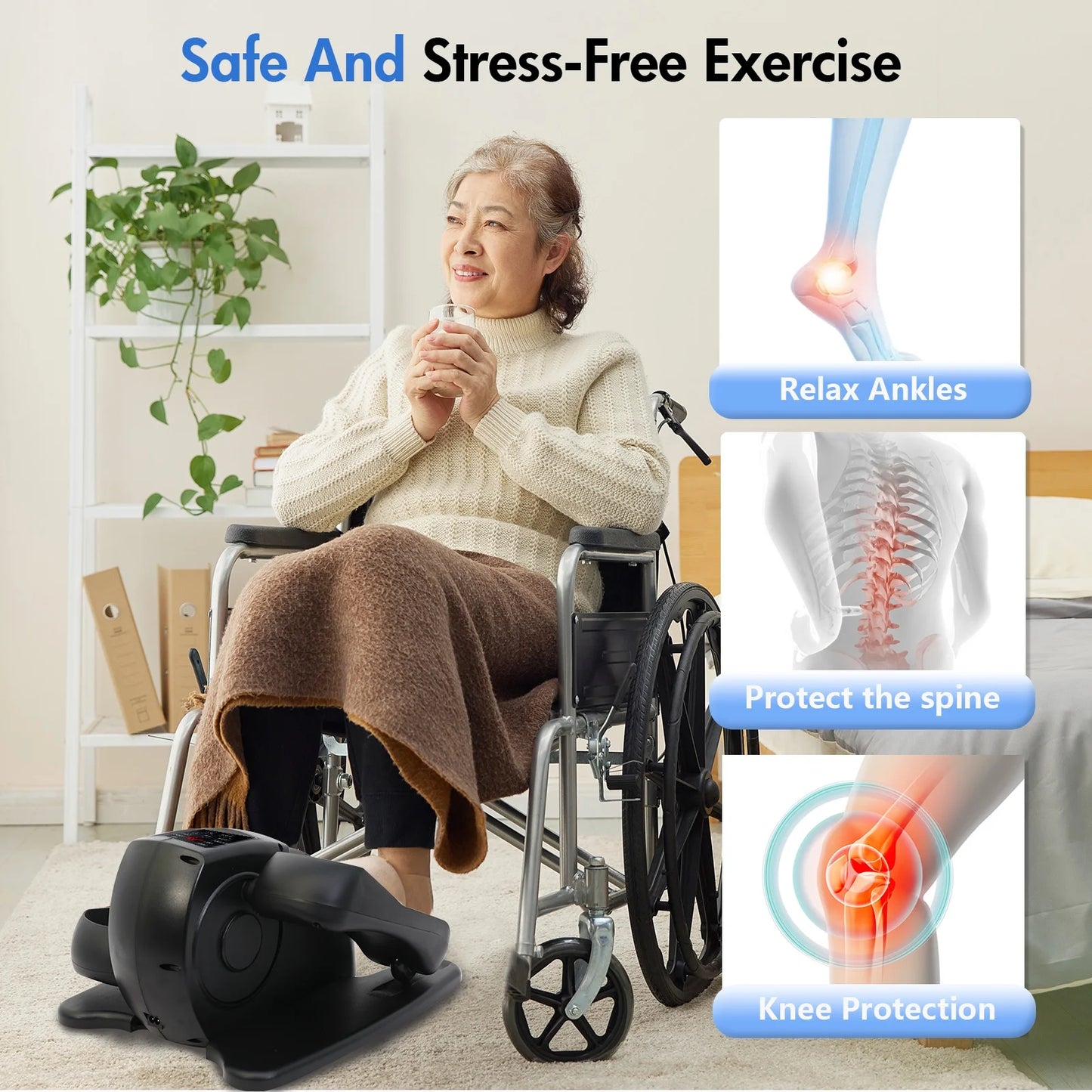 CATGOOD Under Desk Elliptical, Electric Seated Foot & Leg Pedal Exerciser While Sitting for Seniors