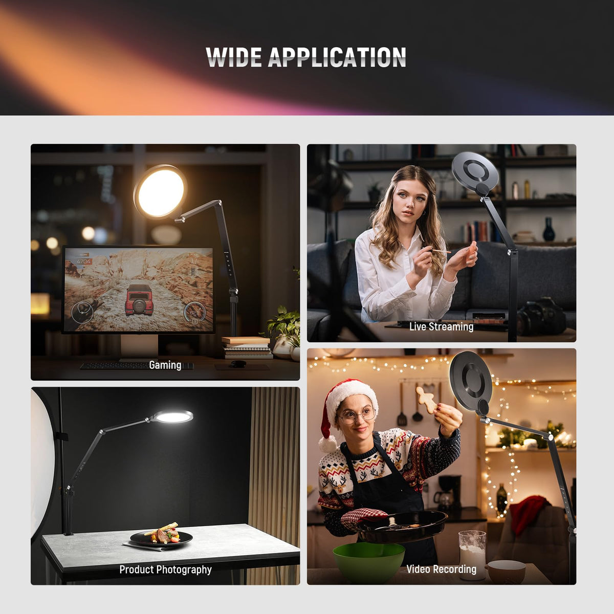 NEEWER Basics 18W 7" Desktop Ring Light with Stand for Desk, Video Conference Streaming Recording Makeup Selfie Computer Laptop Zoom Lighting, Full Screen LED Circle Ringlight with Arm & C Clamp, R18