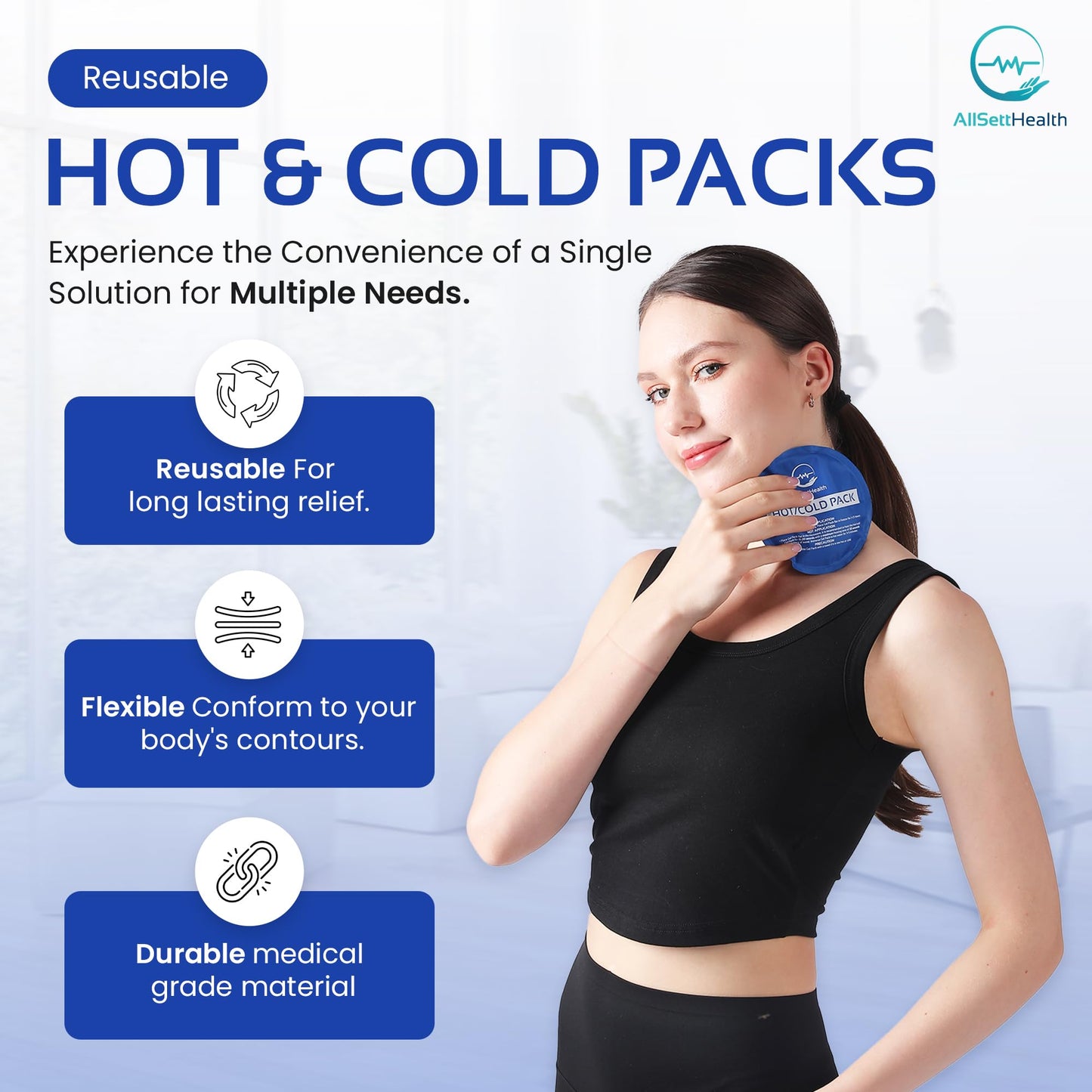 Reusable Hot and Cold Ice Packs for Injuries Reusable – 7 Piece Flexible Ice Packs in Multiple Shapes and Sizes – Multi Use Ice Pack for Back Pain Relief, Neck, Shoulder