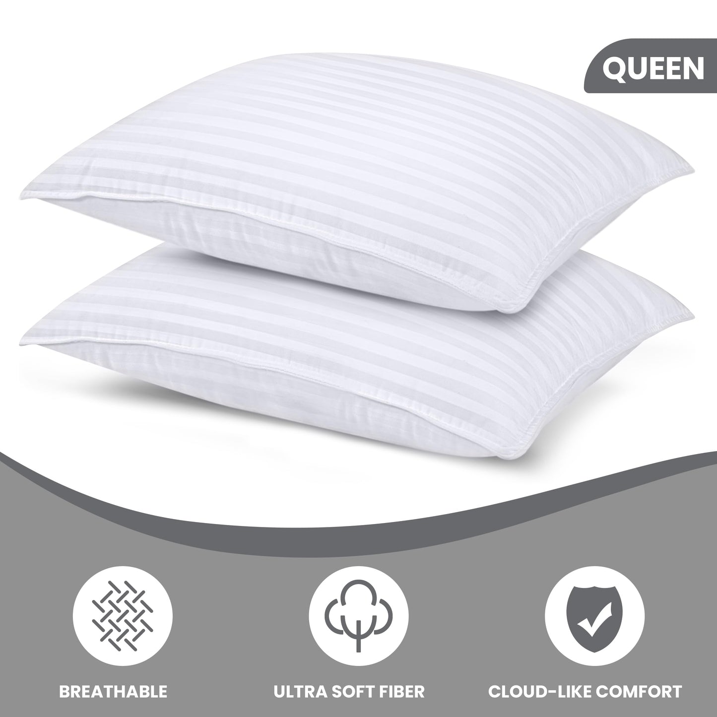 Utopia Bedding Bed Pillows for Sleeping Queen Size, 1000 Grams Filled Hotel Quality Cooling Pillows for Side, Back or Stomach Sleepers (White, Set of 2)