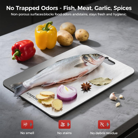 APMRQIB Titanium Cutting Board Set of 3,100% Pure Titanium Cutting Boards for Kitchen, Double Sided Non Toxic Cutting Board, Ideal Charcuterie & Chopping for Meat, Hygiene Durable Dishwashr(3 Pack)