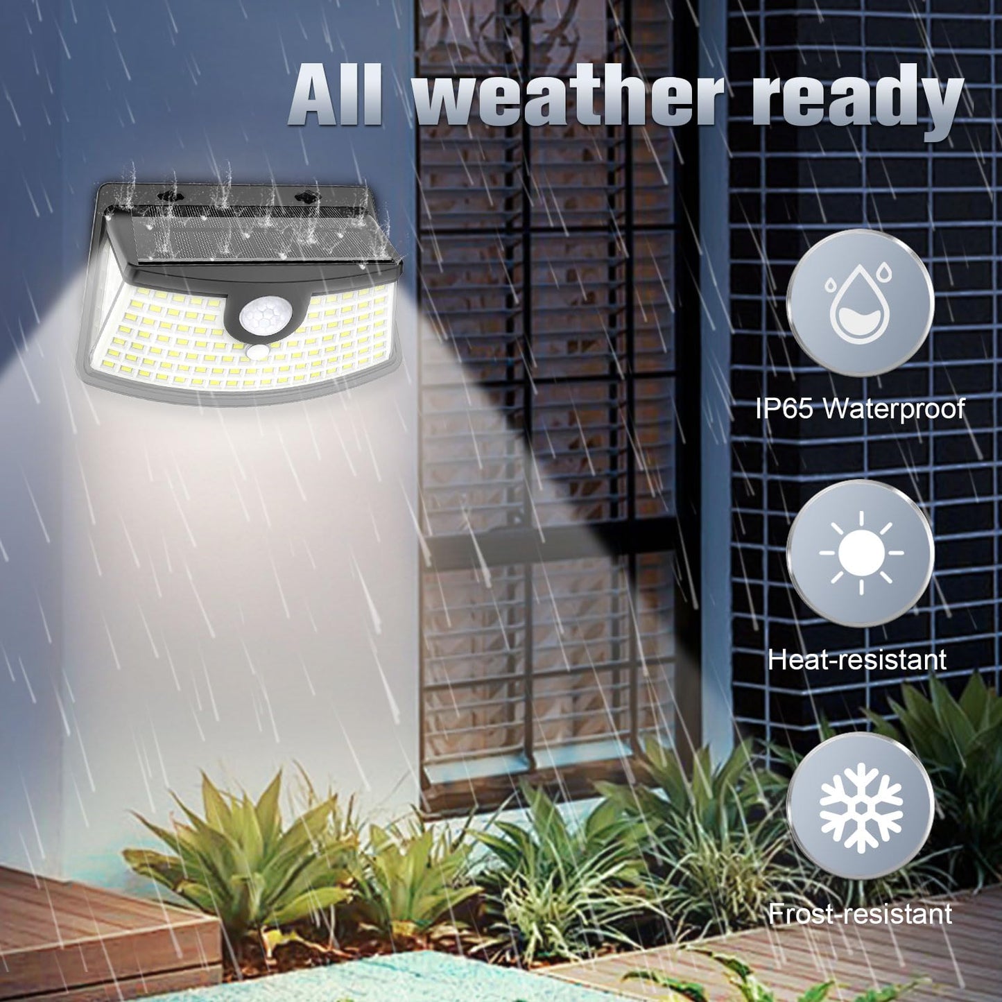 Aootek New Solar Motion Sensor Lights 120 LEDs with Lights Reflector,270° Wide Angle, IP65 Waterproof, Step Lights for Front Door, Yard, Garage, Deck (Front Button 6-Pack)