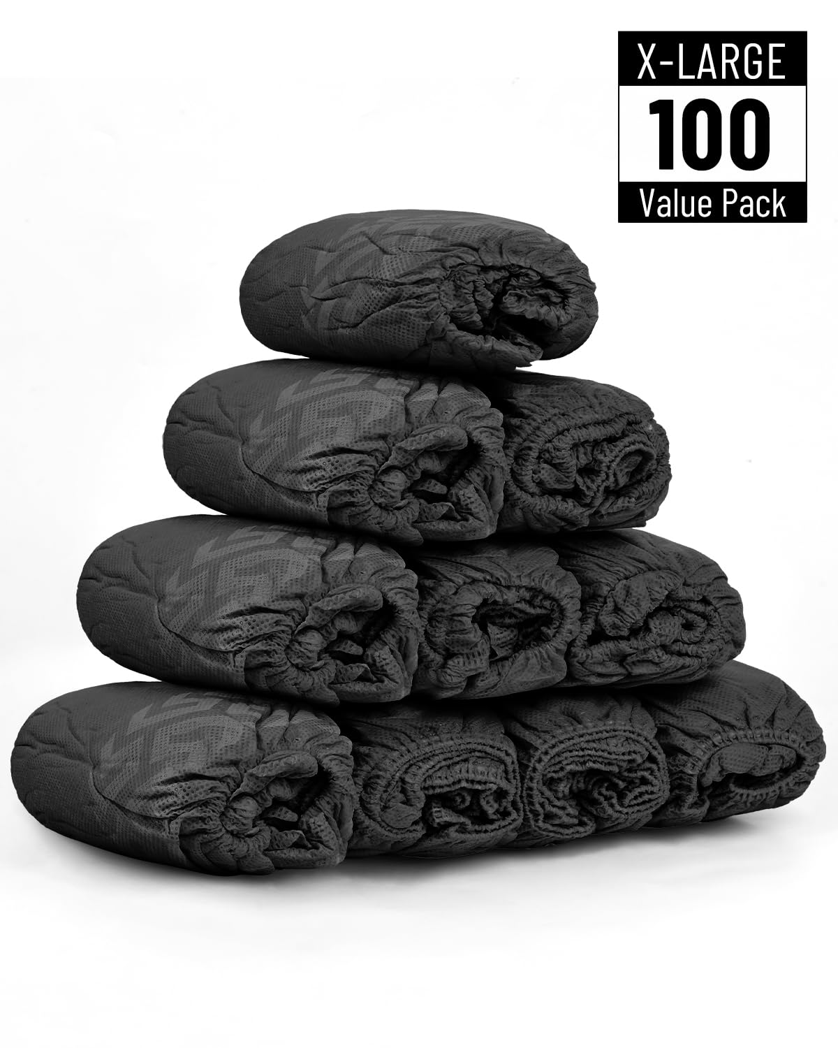 Buself X-Large 100 Count Shoe Covers Disposable Non-Slip, Premium Cloth Boot Covers, Slip-resistant, Durable, Breathable, Non-toxic, Recyclable, Stretchable Fits Up to Size 13 US Men - Black