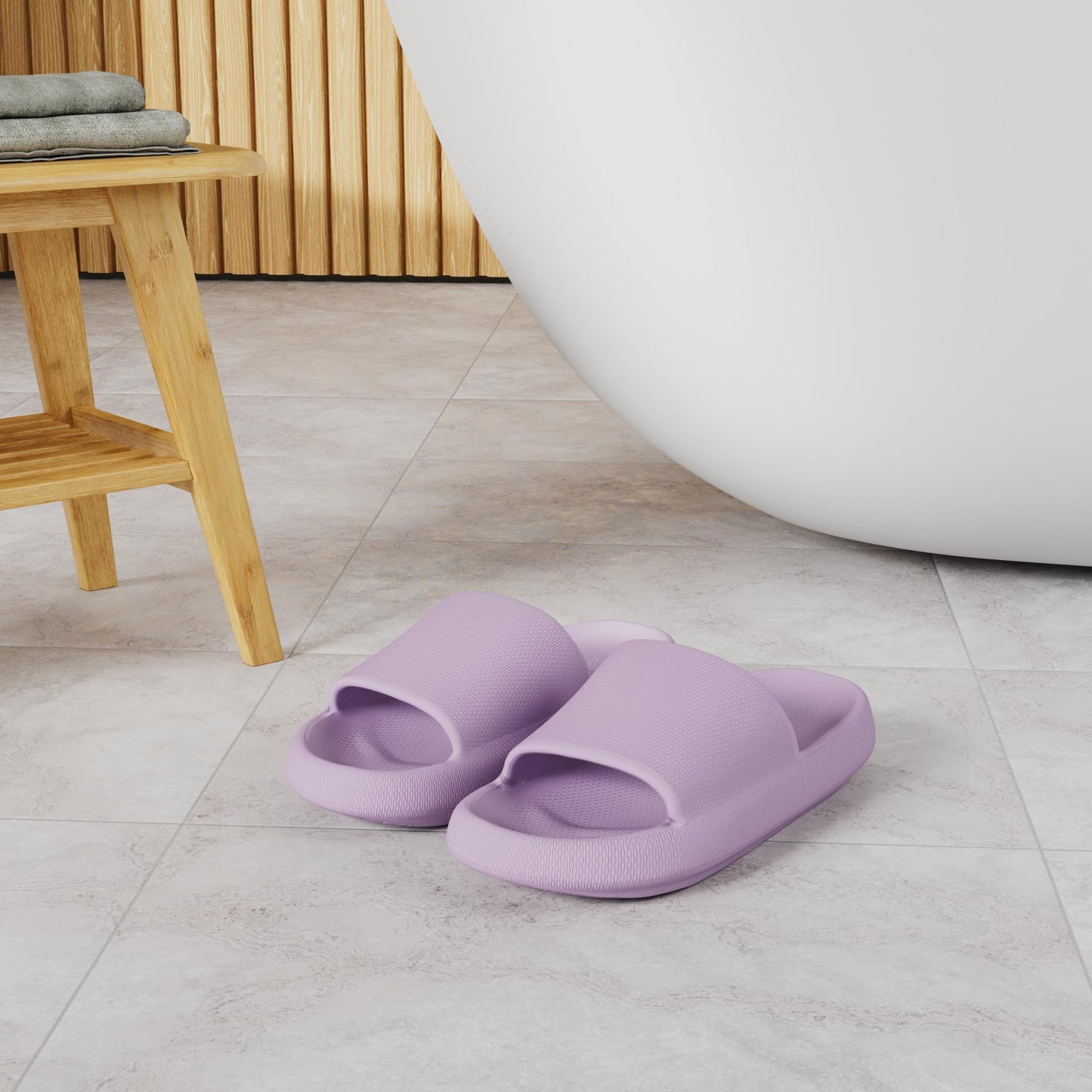 Joomra Shower Slippers for Women Foam Pillow House Shower Bath Bathroom Home Platform Sandals Cushion Slipers Slides for Ladies Female Sandles Purple 39-40