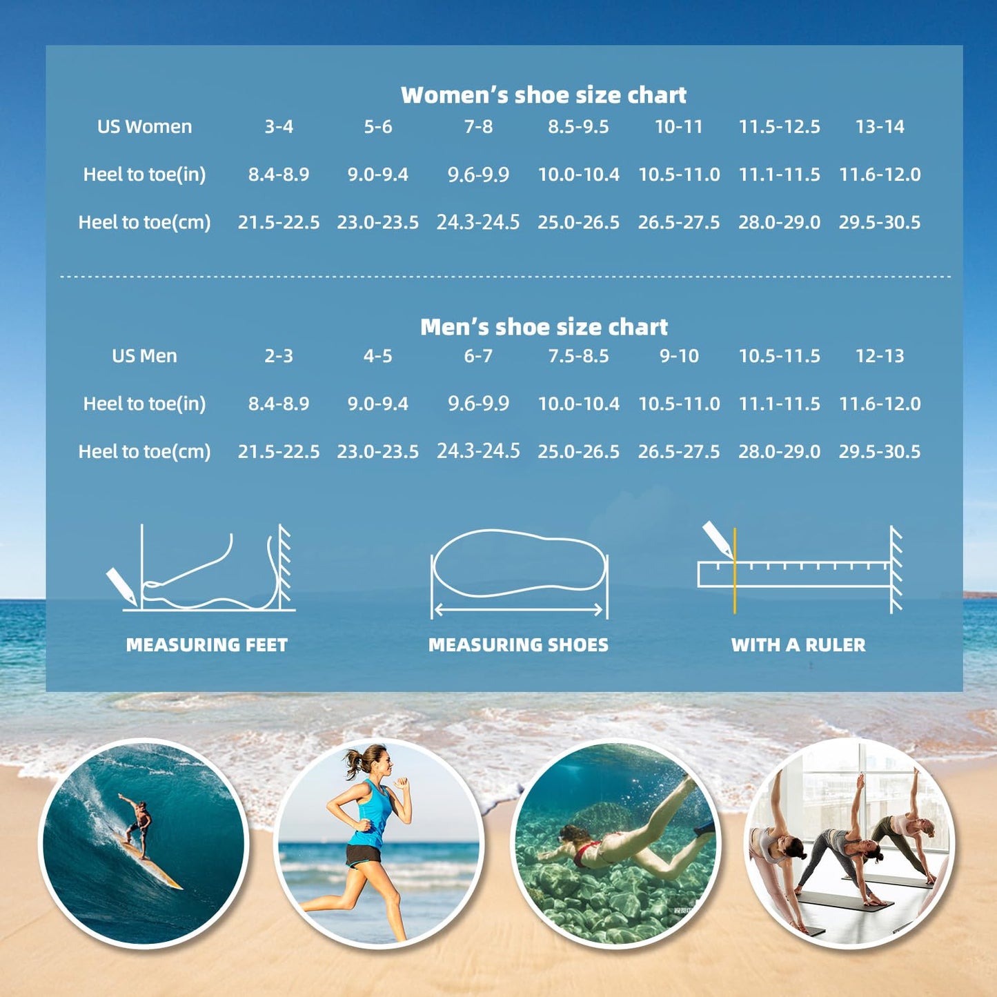 Water Shoes for Women Men Vacation Essentials Travel Accessories Must Haves Beach Fashion Wear Kayak Necessities Trip Boat Fish Item Swim Socks Adult Youth Size 7-8 Women/6-7 Men