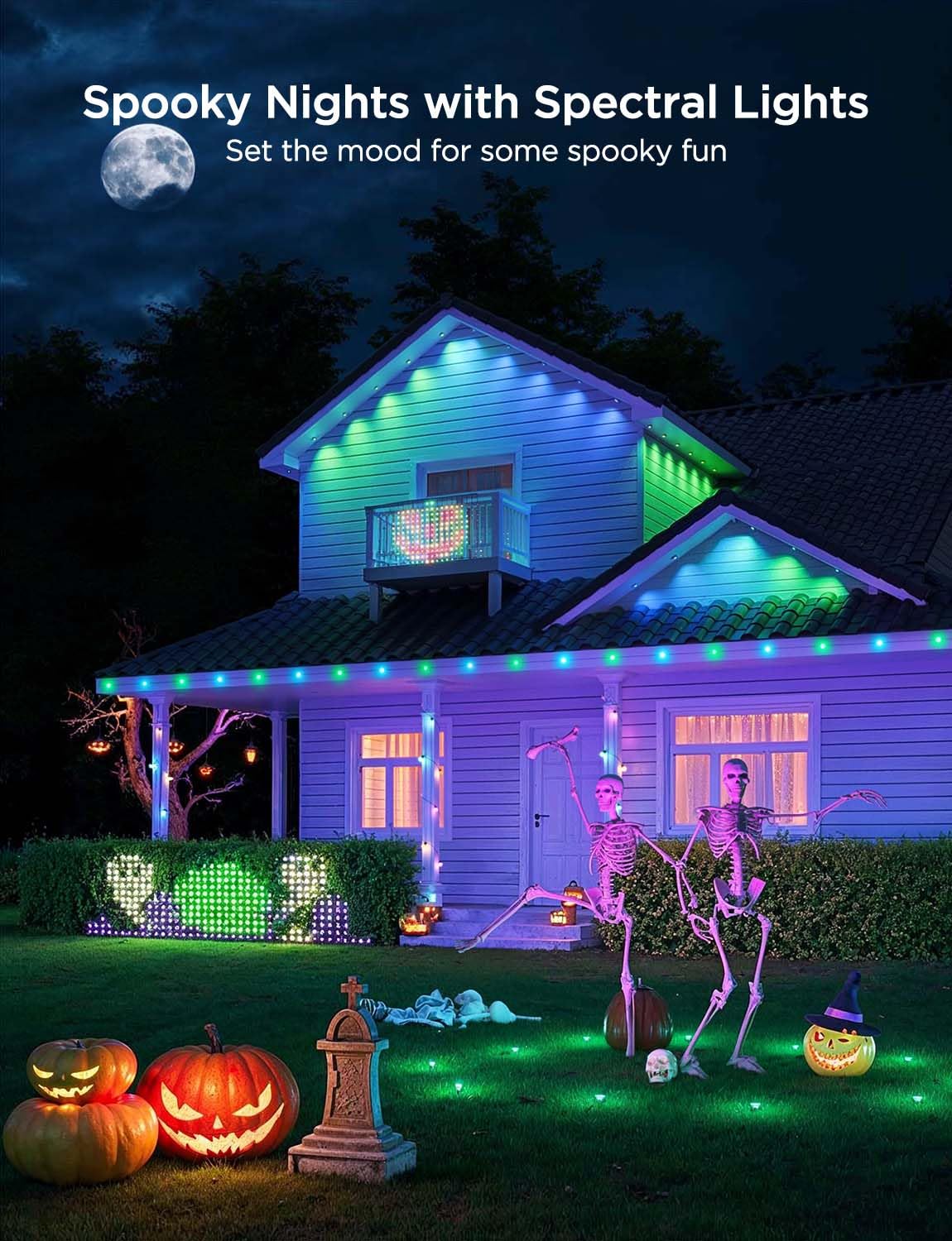 Govee Permanent Outdoor Lights 2, 150ft RGBIC Outdoor Lights with 108 LED Lights, IP67 Waterproof, 100 Scene Modes with 40lm White for Outdoor Decorations, Works with Alexa, Google Assistant, White