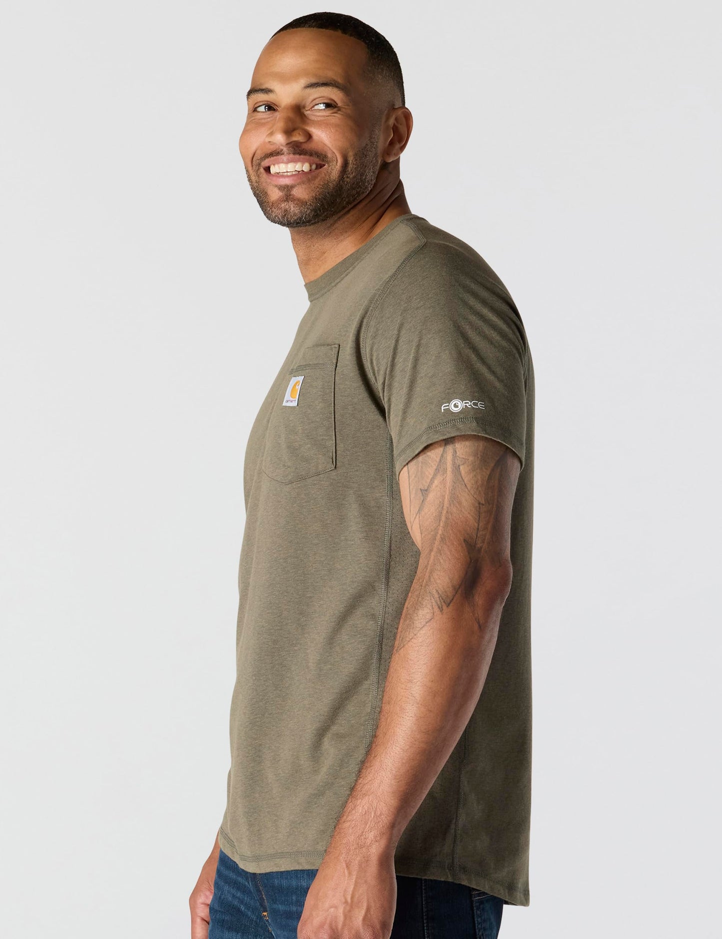Carhartt Men's Force Relaxed Fit Midweight Short-Sleeve Pocket T-Shirt, Basil Heather, X-Large