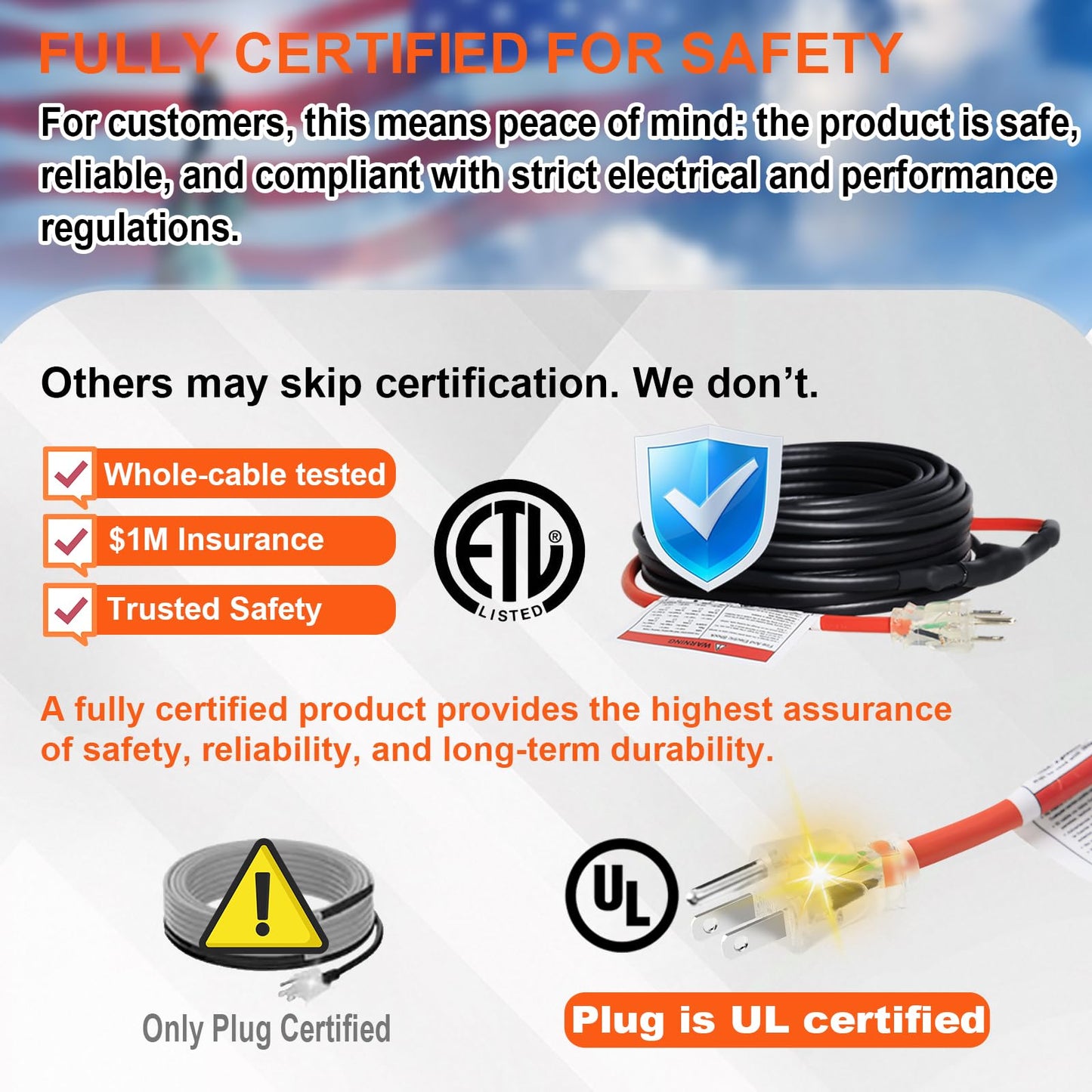 TOPDURE Superior Water Pipe Heat Cable for Pipe Freeze Protection, Self-Regulating Heating Cable for Metal and Plastic Pipes, Energy-Saving Heating Tape for Water Pipes, 40Ft, 120V